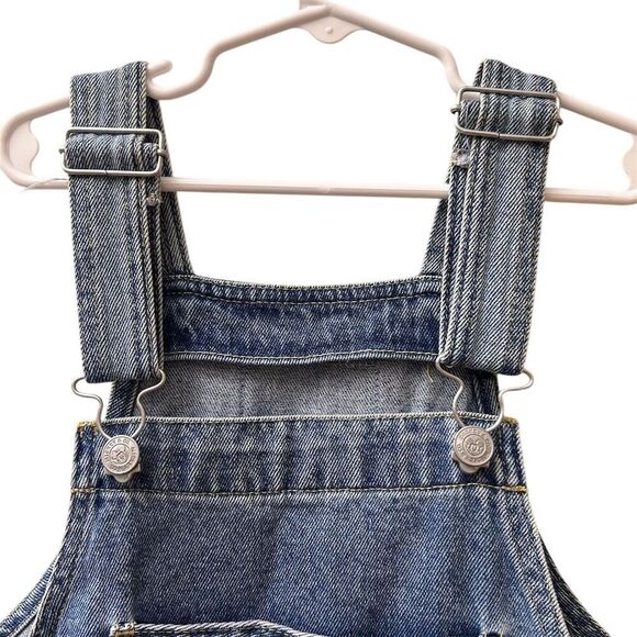 Vintage 90s Disney Mickey Mouse Denim Overall Jumper Dress Blue Size L 14/16 - Picture 4 of 13